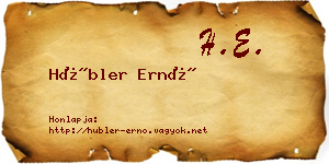 Hübler Ernő névjegykártya